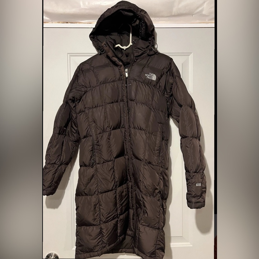 The North Face 600 Down Filled Puffer Jacket Brown Women's Size M Hooded Long